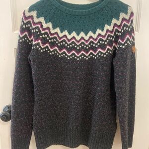 Fjallraven Teal and Black Crew Neck Sweater